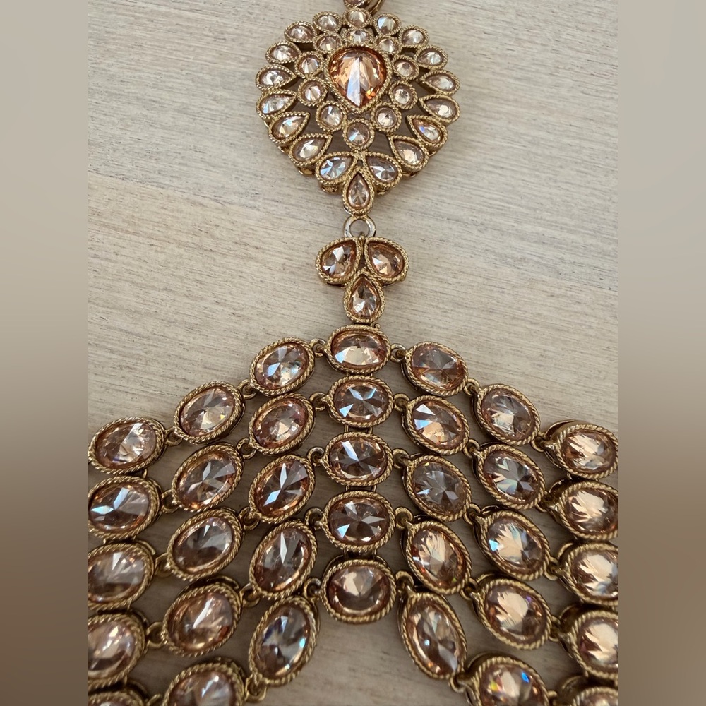 Elegant Gold-Bronze Statement Hand & Ring Chain Bracelet